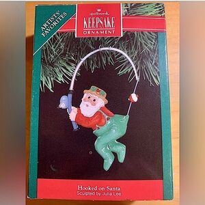 Hallmark Keepsake Ornament 1991 Hooked on Santa NEW original box RETIRED Vintage